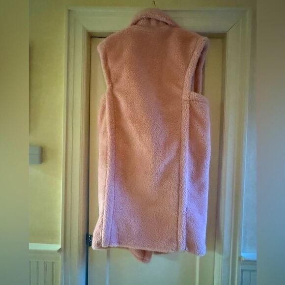 Nee Mint Pink Teddy Bear long vest buttondown coat midweight M - Picture 2 of 13